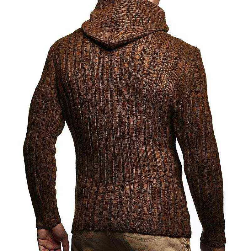 Mens jumpers suéteres outono inverno casual manga longa camisola com capuz homens quentes slim encaixe de malha camisola pulôver homens s-xxxl 211221