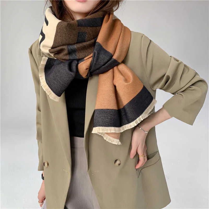 ルナドルフィンの女性冬のスカーフ暖かいニットカラーマッチングソフトウールのティッタ模様の模倣カシミヤパシュミナ毛布ビッグショールQ0828