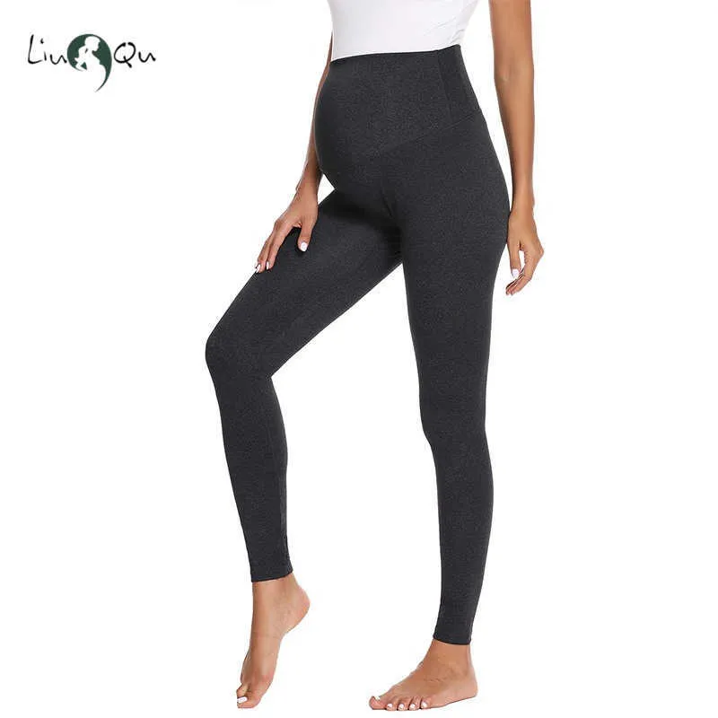 Kvinnors Leggings Moderskap Yoga byxor Full längd över magen stretchiga comfy träning Aktiv hög midja stretch 210918