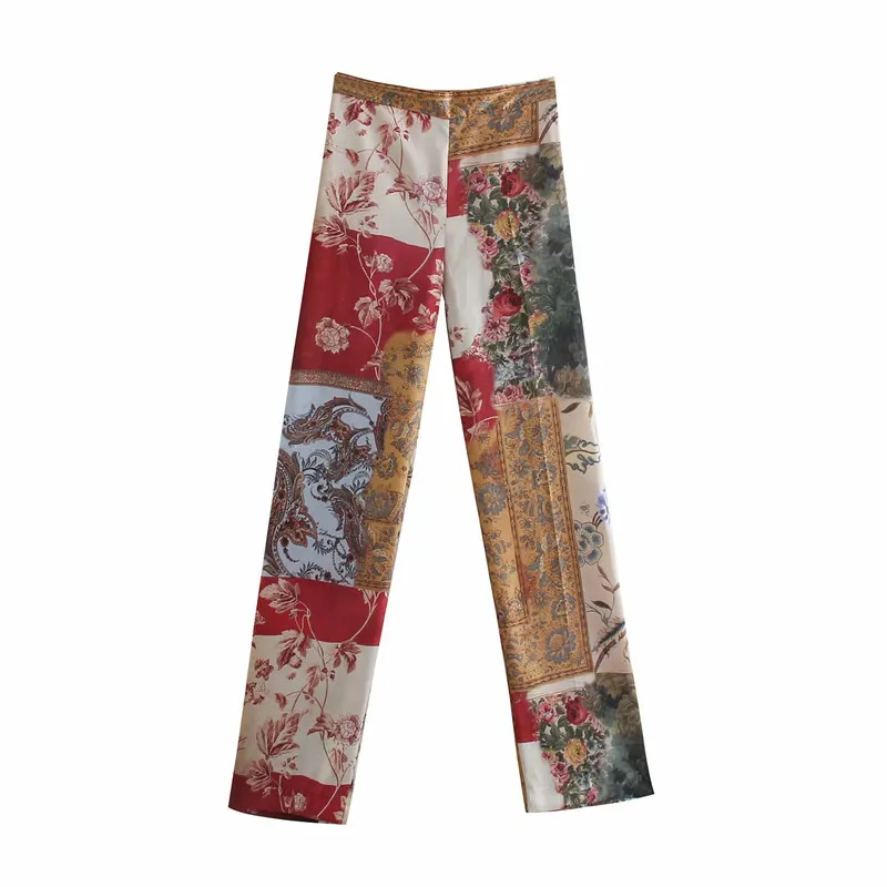 PUWD Oversize Donne Patchwork Stampa Pantaloni Primavera-autunno Moda Donna Vita alta Femminile India Folk Vintage Pantaloni 210427