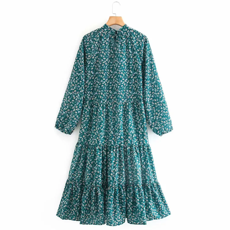 Summer Women Loose Dress Vintage Floral Print Long Sleeve Spliced es Female Elegant Fashion Street vestidos 210513