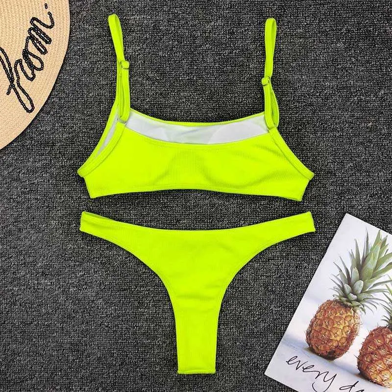 Ingaga Bandeau Bikinis Seksowne stroje kąpielowe Push Up Swimwear Kobiety Solidna Stringi Kąpiel Rąbany Rainbow Biquini 210621