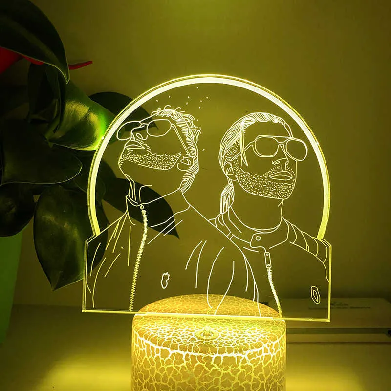 3D LED Night Light French Rap Group PNL Home Decor Bedroom Cartoon Table Changing Touch Lamp For Fans Gifts Light H0922