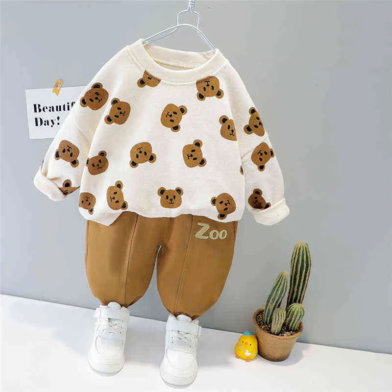 Baby Girls Chłopcy Odzież Zestawy Wiosna Jesień Toddler Niemowlę Ubrania Cartoon T Shirt Spodnie Kids Vacation 211224