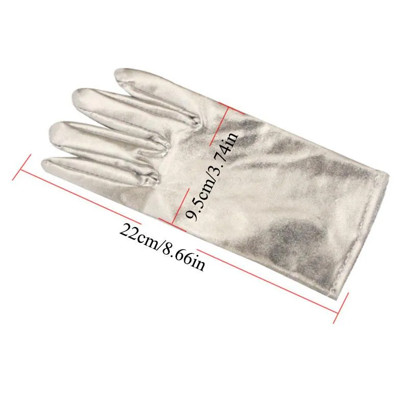 Fashion Gold Silver Wet Look Fake Leather Metallic Gloves Women Sexy Latex Evening Party Performance Mittens Five Fingers320N