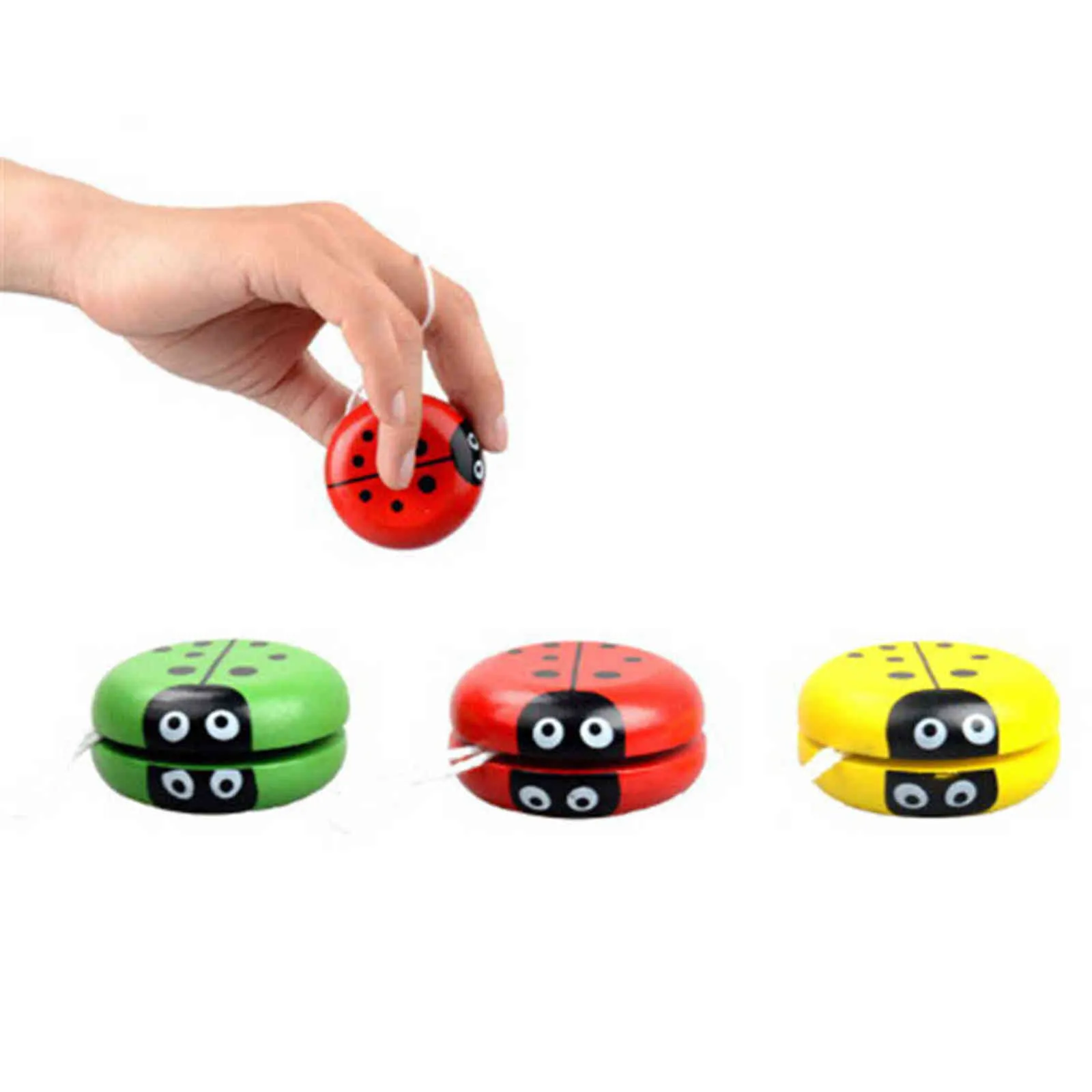 Yo Toys For Children Coccinella Yo Ball Blu Verde Rosso Giallo Coccinella Yoyo Giocattoli creativi Legno Casuale G1125