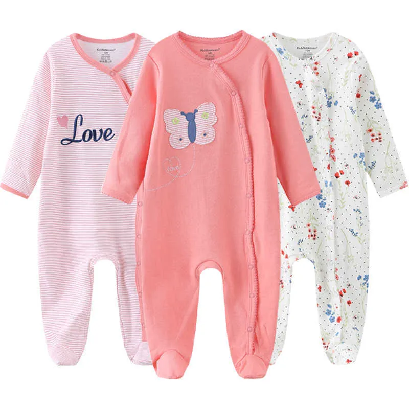 Pagliaccetto unisex bambini 2/3 pezzi Tute a maniche lunghe ragazzo nato Ragazza Primavera da 0 a 12 mesi Set di vestiti neonati 100% cotone 210816