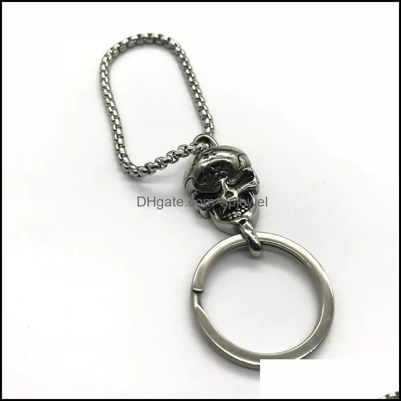 Keychains Design 316l Stainless Steel Human Skulls Keychain Men Women Fashion Jewelry Animal Keyring Car Key Chain Gifts