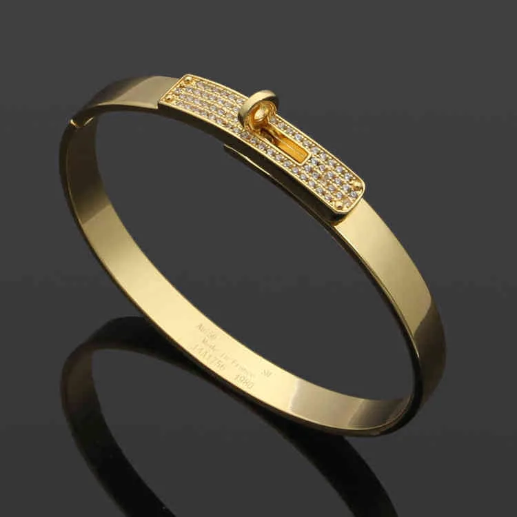 Jóias h letra rotativa fivela semi diamante manguithe pulsão feminino kelly sinturão de diamante de cinto de ouro kelly bracelet289y6294484