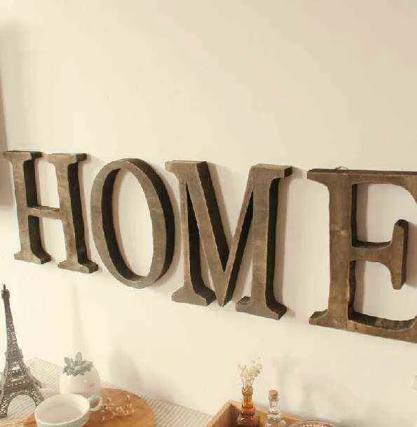 20cm Tall Vintage Wood English Letter Retro Creative Alphabet Numbers Home Bar Coffee Wedding Decoration Craft 211101