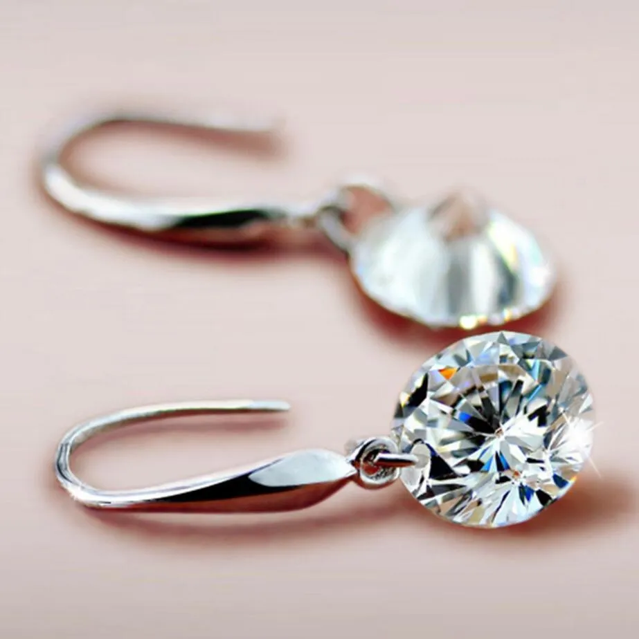 Authentic fine S925 Silver Silver Charm Boucles d'oreilles Crystal femelle de Rovski Woman Bijoux Micro Set3917182