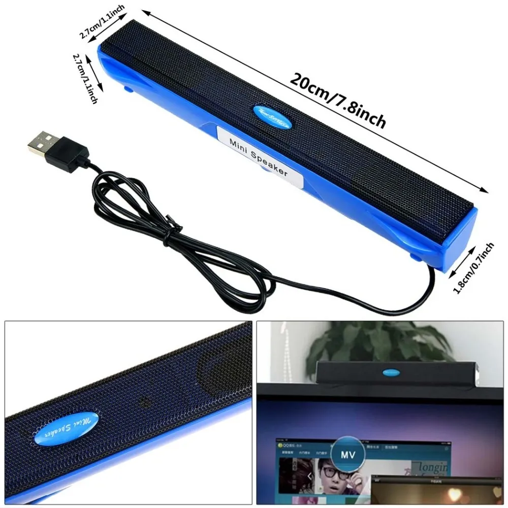 Portatile portatile/computer/PC Altoparlante Amplificatore Altoparlante USB Soundbar Sound Bar Stick Lettore musicale Altoparlanti Notebook Tablet