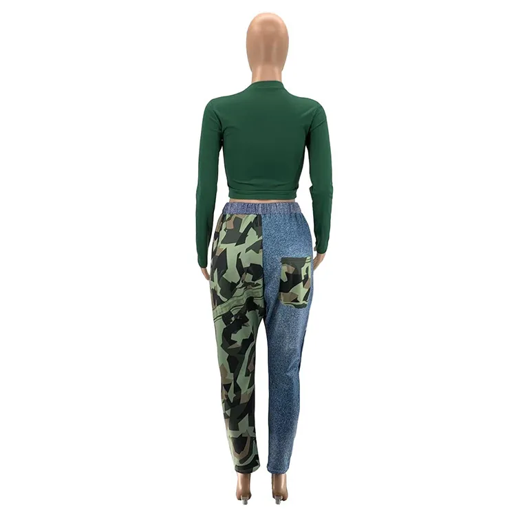 Оптом Продукт контрастные лоскутные кладки высокие талии брюки брюки женские джинсовые классические модные джинсы прохладная девушка уличная одежда 210525