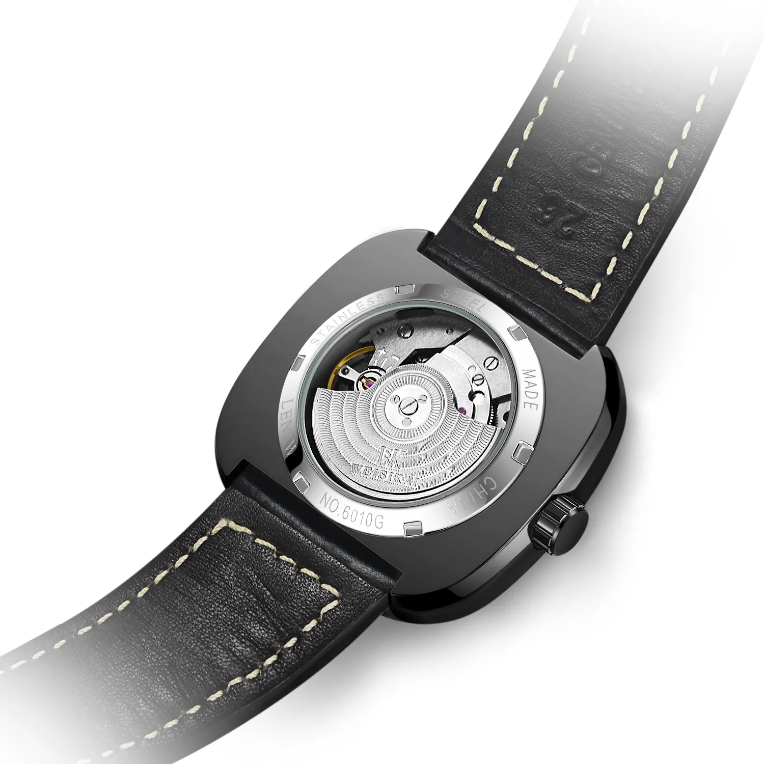 Heren luxe horloge lederen band vierkante horloges sport casual lichtgevende waterdichte heren automatische mechanische polshorloges179n