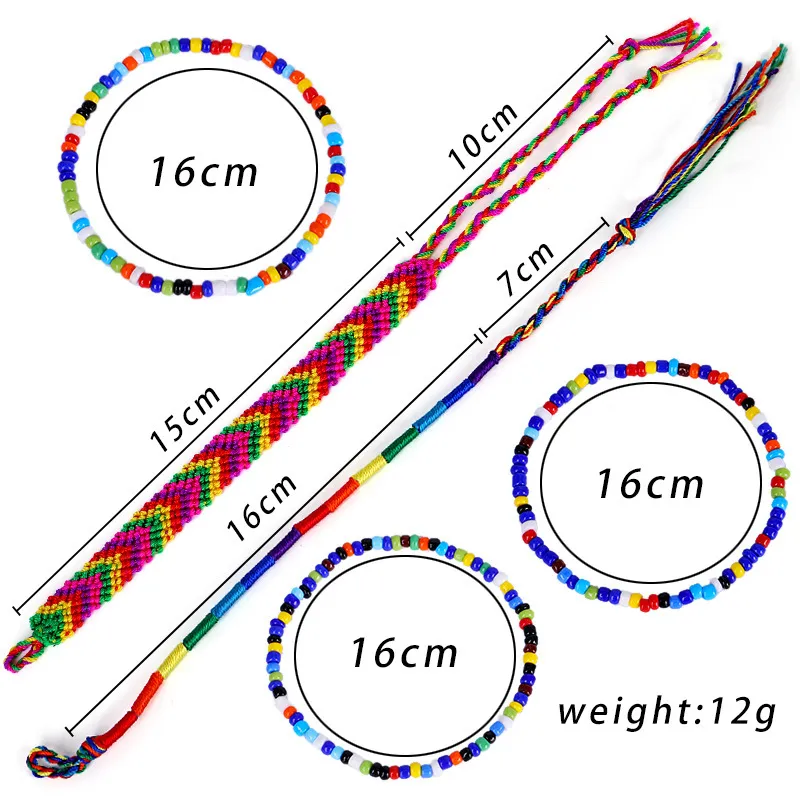Zet armband Boheemse handgeweven pijlarmband Kralen kleur Tassel Bracelet