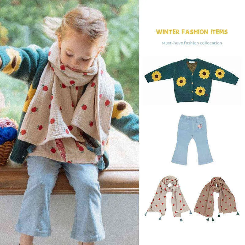 Девушки свитер осень и зима кардиган детские трикотажные женские джинсы одежда 211104