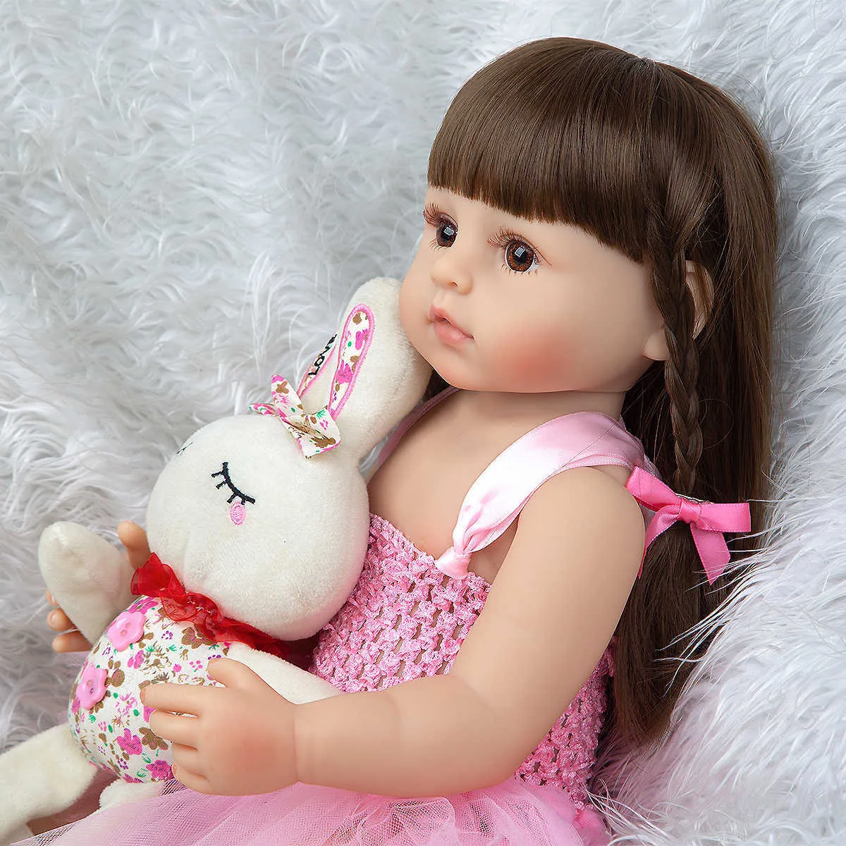 Горячие продажи 55 см Bebe Doll Reborn Toddler девушка розовая принцесса очень мягкое полное тело силиконовые красивые куклы реальная сенсорная игрушка подарки Q0910