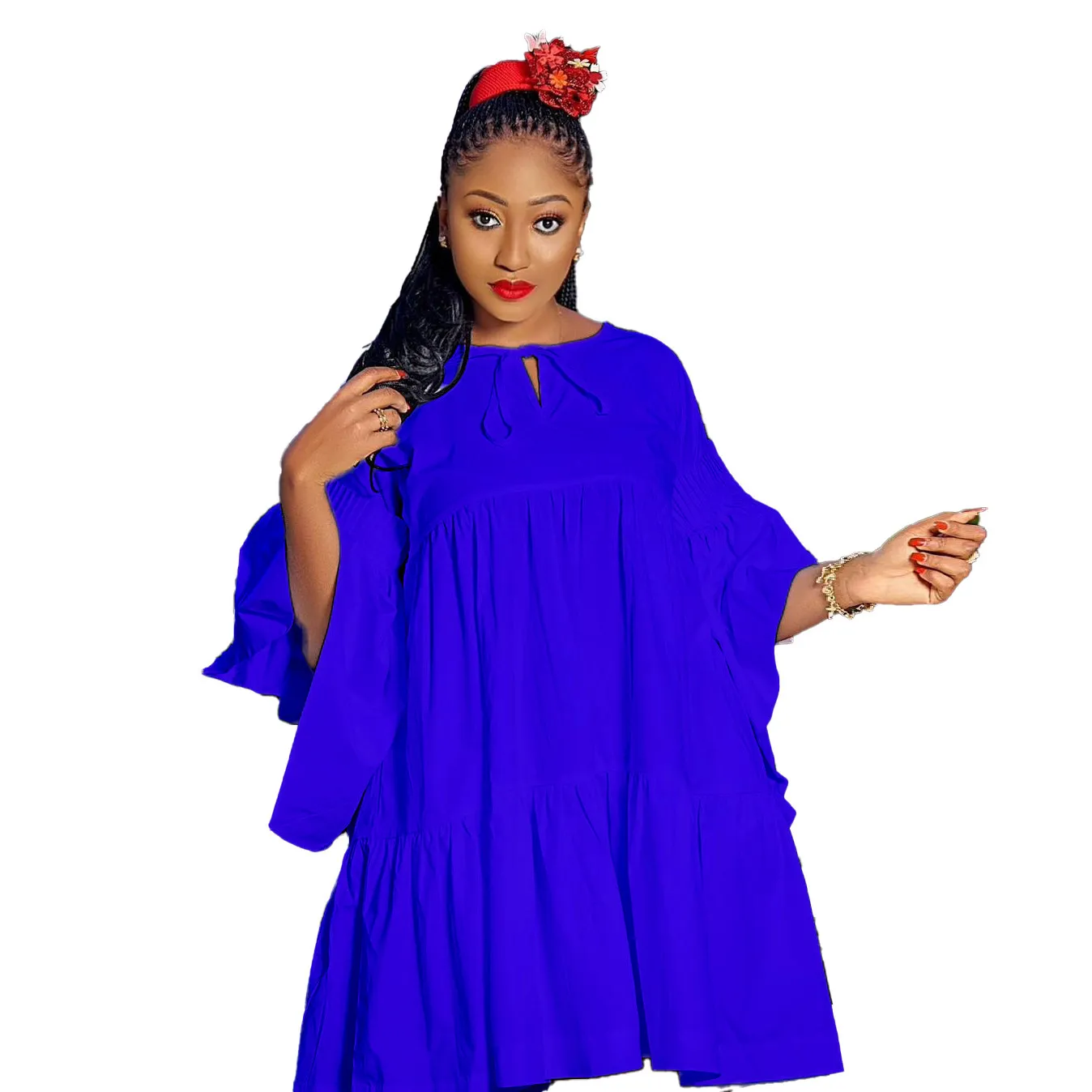 Vrouwen losse shirt jurken elegante stijlvolle kantoor dames zomer lace up oversized grote maat XXXL mode Afrikaanse vrouw 210416
