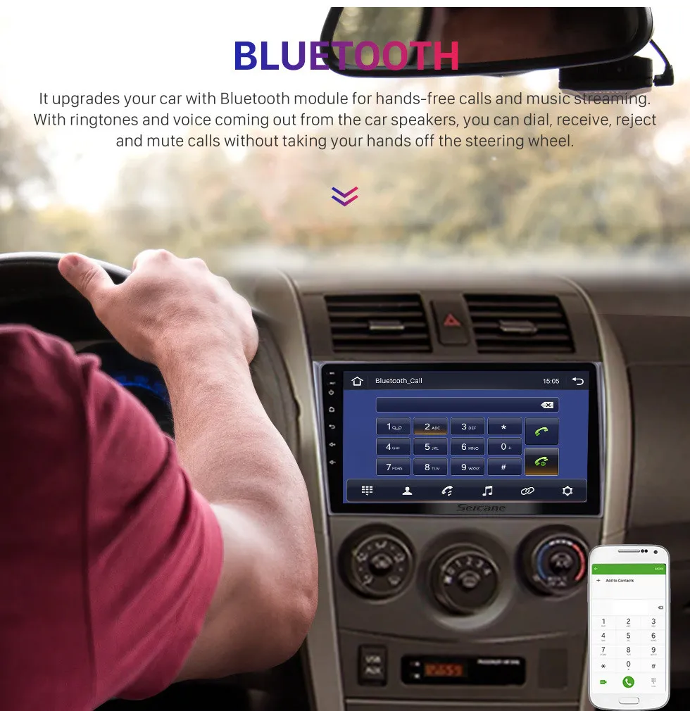 9 Zoll Android 10.0 Auto-DVD-GPS-Player Multimedia für 2006–2012 Toyota Corolla Navi, unterstützt Radio Bluetooth Mirror Link