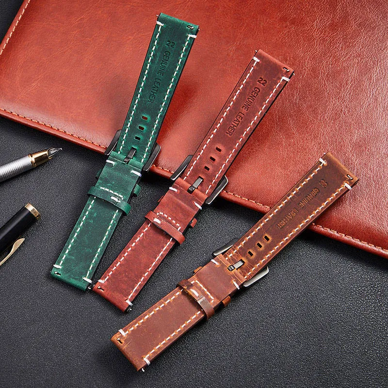 Bracelets Vintage en cuir véritable à dégagement rapide pour hommes 18mm 20mm 22mm 24mm remplacer les accessoires de montre de bracelet