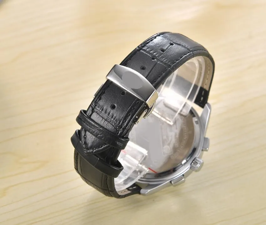 Berömda läder klassiska casual casurewatch Men Gift Top Quality Quartz Reloj de Lujo2055