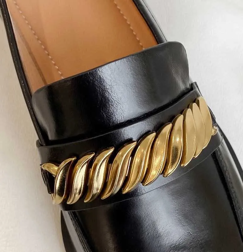 ALLBITEFO cuir véritable chaîne en métal marque talons hauts décontracté femmes chaussures talons épais femmes talons chaussures chaussures à talons hauts 210611