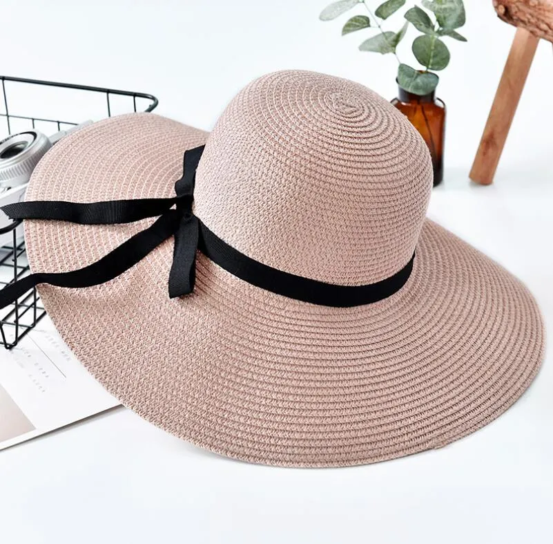 Chapeau de paille d'été brodé pour femmes, Protection solaire à large bord, chapeau de plage 2021, chapeaux de soleil pliables réglables pour femmes dames 285x