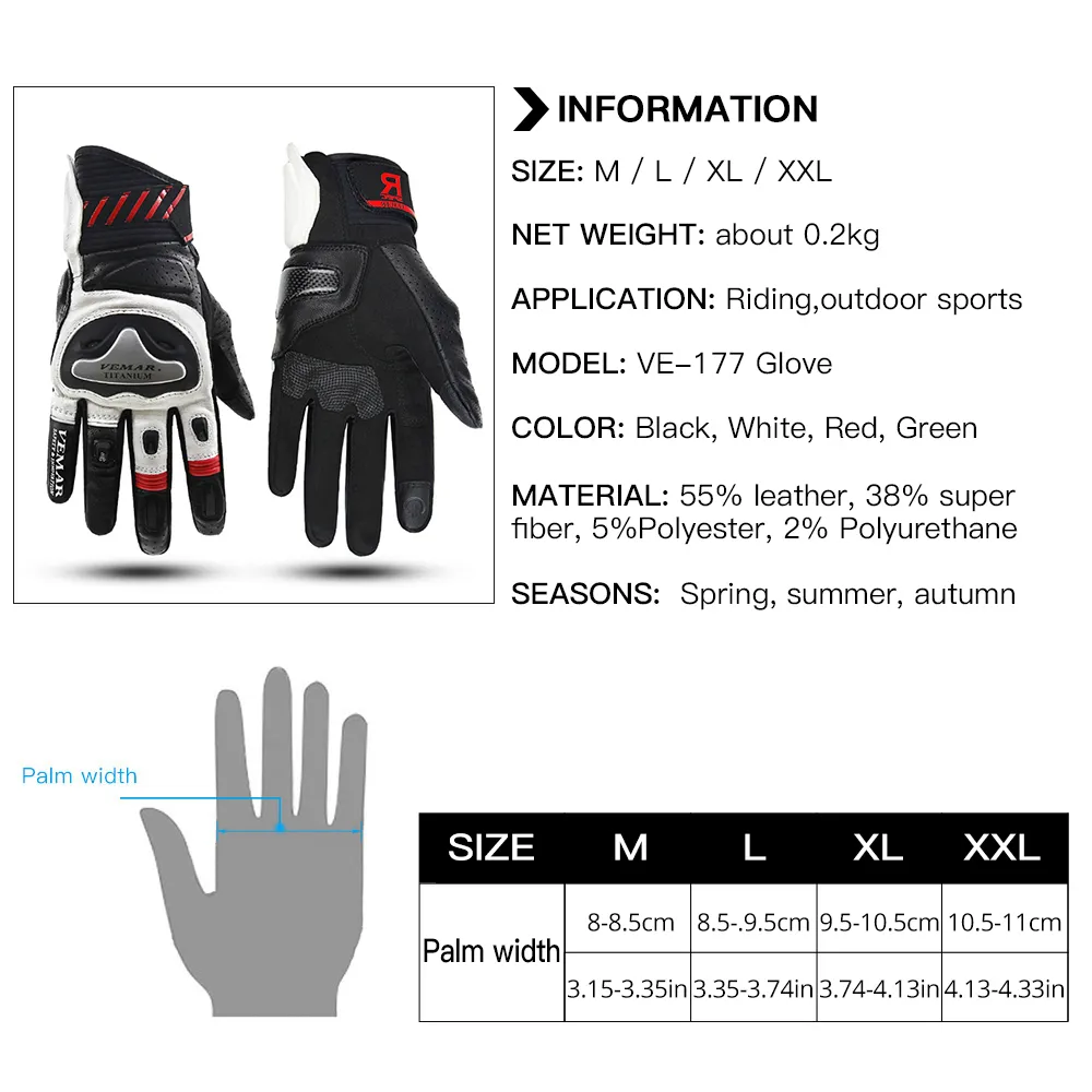 Motorcycle Glove Racing Carbon Fiber Summer Men Touchscreen Leather Gloves Motorbike Riding Protective Gear Guantes Luva Moto