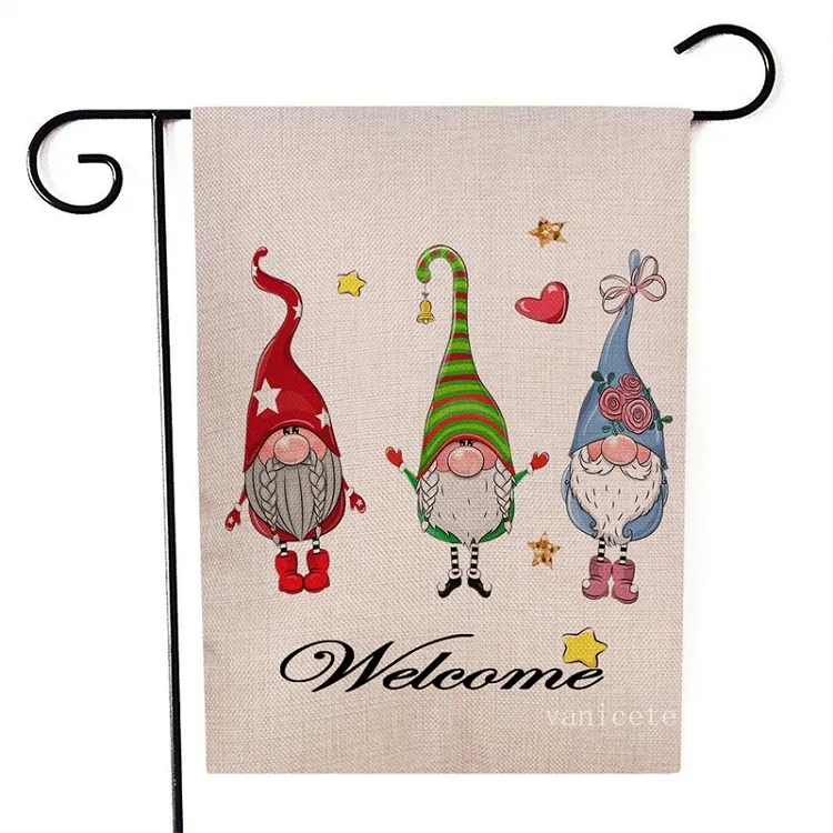 81style Christmas Garden Flag bel barbuto vecchio Pupazzo di neve alce modello lino Ringraziamento Banner Bandiere decorazione del giardino T2I52803