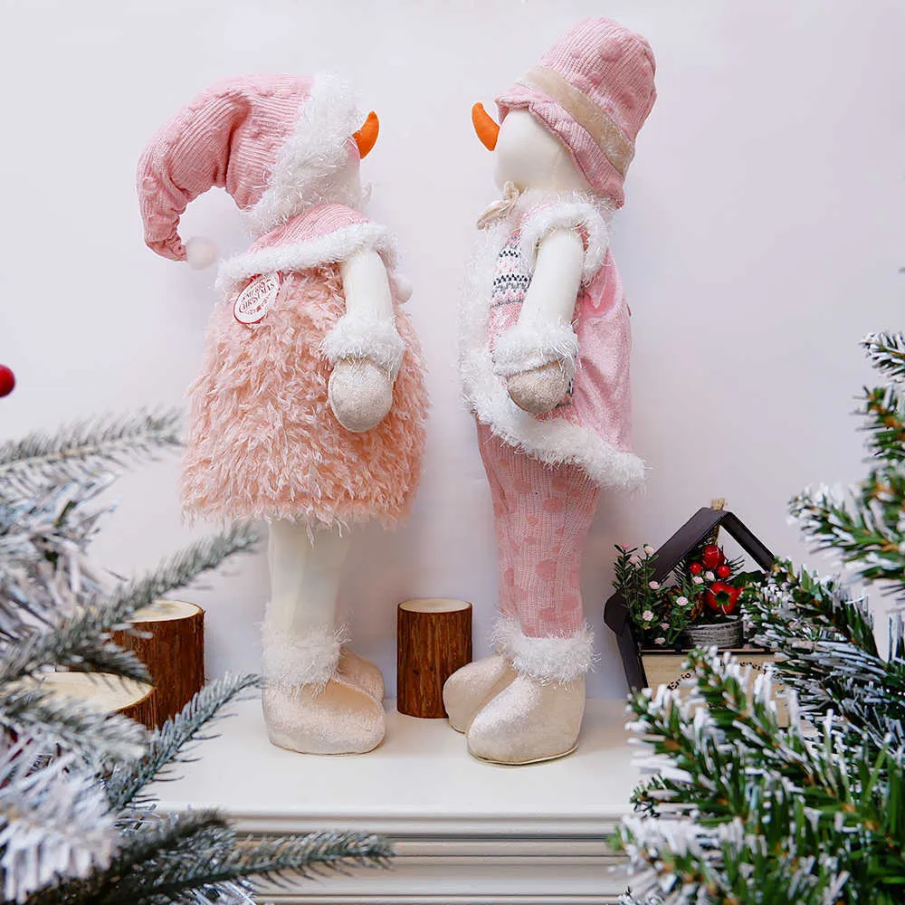 Różowy Snowman Pluszowe Lalki Faszerowane Zabawki Boże Narodzenie Dekoracje Festiwal Prezent Dla Dzieci Urodziny Rok Navidad Dom Ozdoby 211018