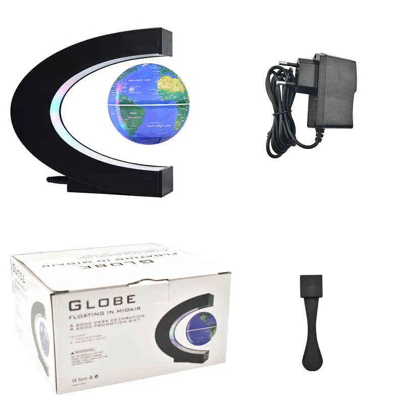 磁気浮上地球の浮遊LEDの世界地図電子逆向きランプノベルティボールライトホーム装飾品デコレーションギフト211108