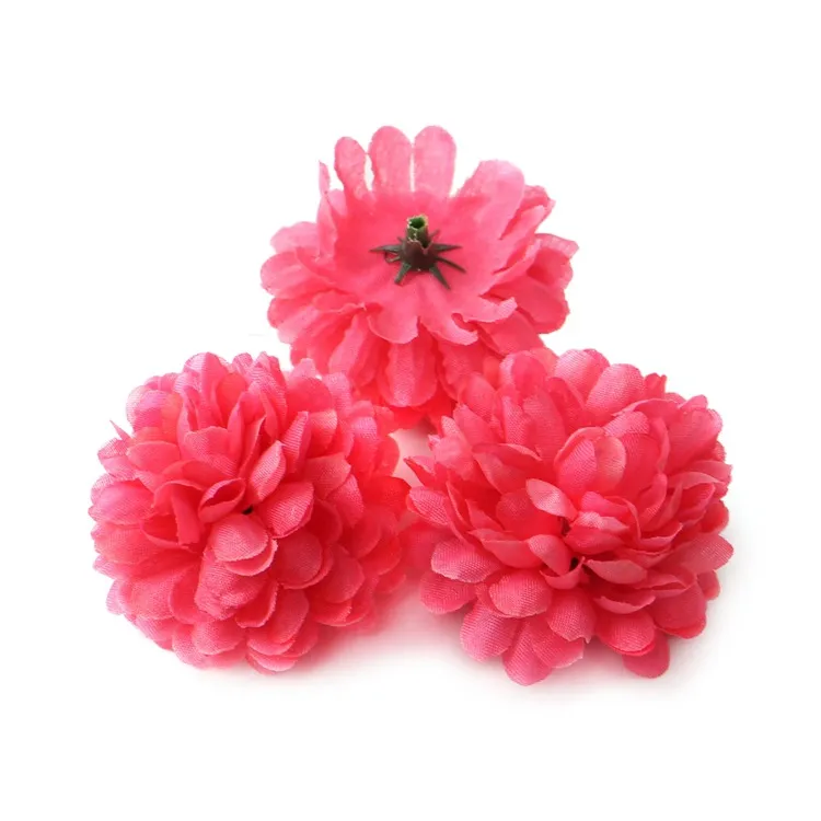2021 Pano Flores Artificiais 5cm DIY bola Crisântemo Cabeça de Cabeça de Casamento Garlandia Chapéu de Palha Acessórios