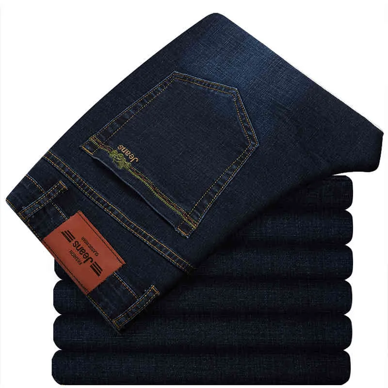 Outono inverno estiramento masculino plus size jeans negócios casual solto elasticidade denim calças masculinas marca de high-end calças finas