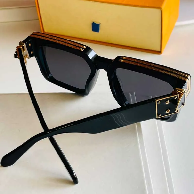 22SS Spring Officiel Officiel Correct Millionaire Sunglasses for Men and Women Square Full Frame Vintage 1165W 11 Unisexe Shiny Gold Good S219N