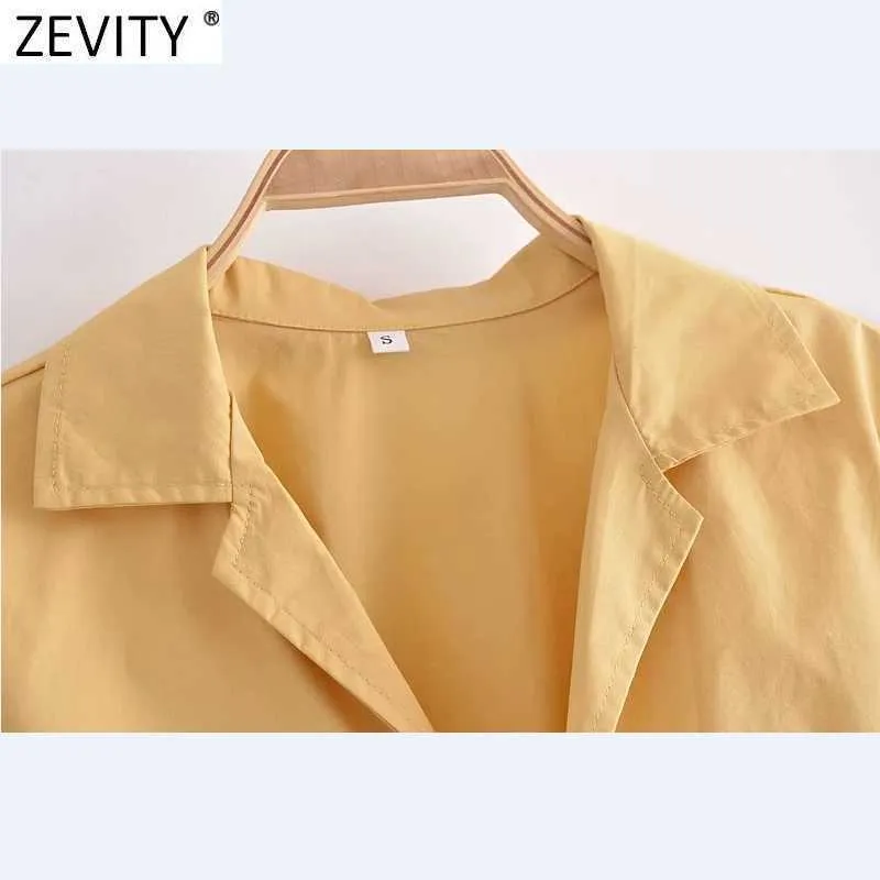 Zevity Femmes Croix Col V Solide Ourlet Lié Conception Courte Blouse Blouse Femme À Manches Longues Kimono Chemises Chic Crop Blusas Tops LS9252 210603