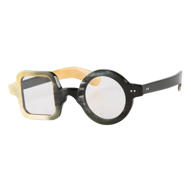 Eşsiz el yapımı beyaz siyah yuvarlak kare boynuz güneş gözlüğü optik gözlük çerçevesi moda çerçeveleri199p