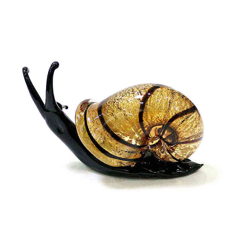 Folha de prata Murano Livro Caracol Miniatura Figurines Ornaments Bonito Coleção Animal Coleção Casa Decor Statuette Ano Presente Para Crianças 211101