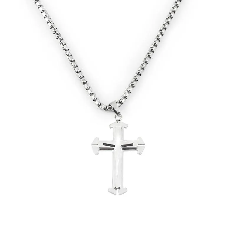 Anhänger Halsketten für Herren Womens Trendy Religiöses Kreuz DIY Juwely Box Kette 316L Langer Choker -Quadrat -Perlenketten Accessoires2592