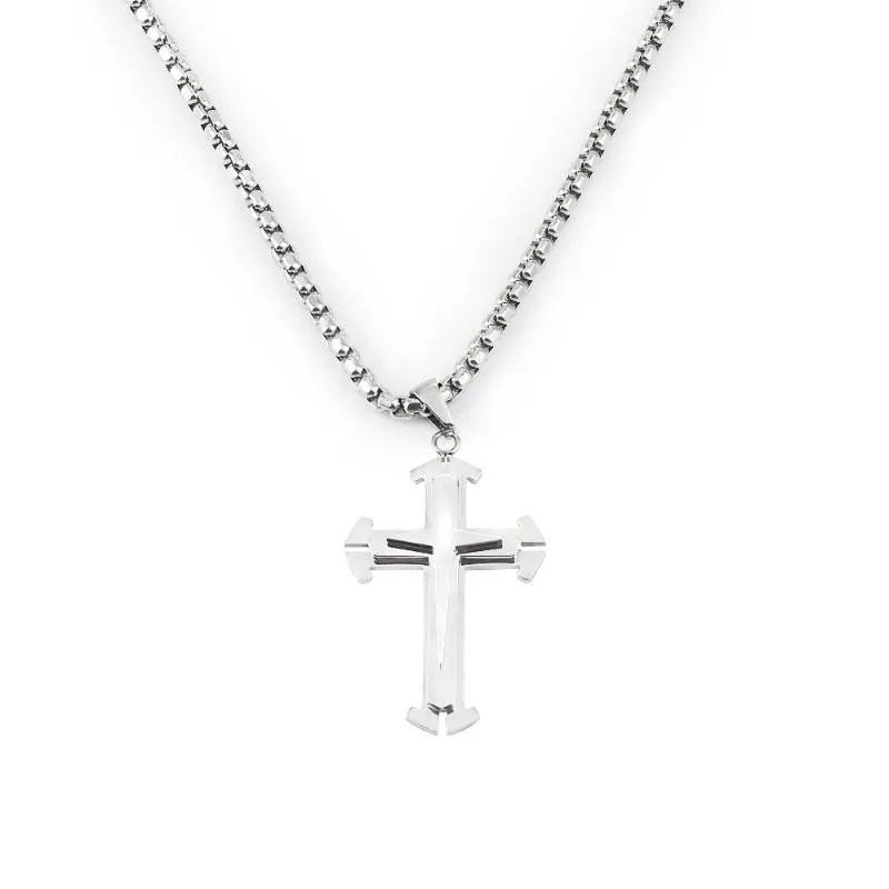 Colliers pendentif pour hommes femmes à la mode croix religieuse bricolage boîte à bijoux chaîne 316L long tour de cou carré chaînes de perles accessoires255u