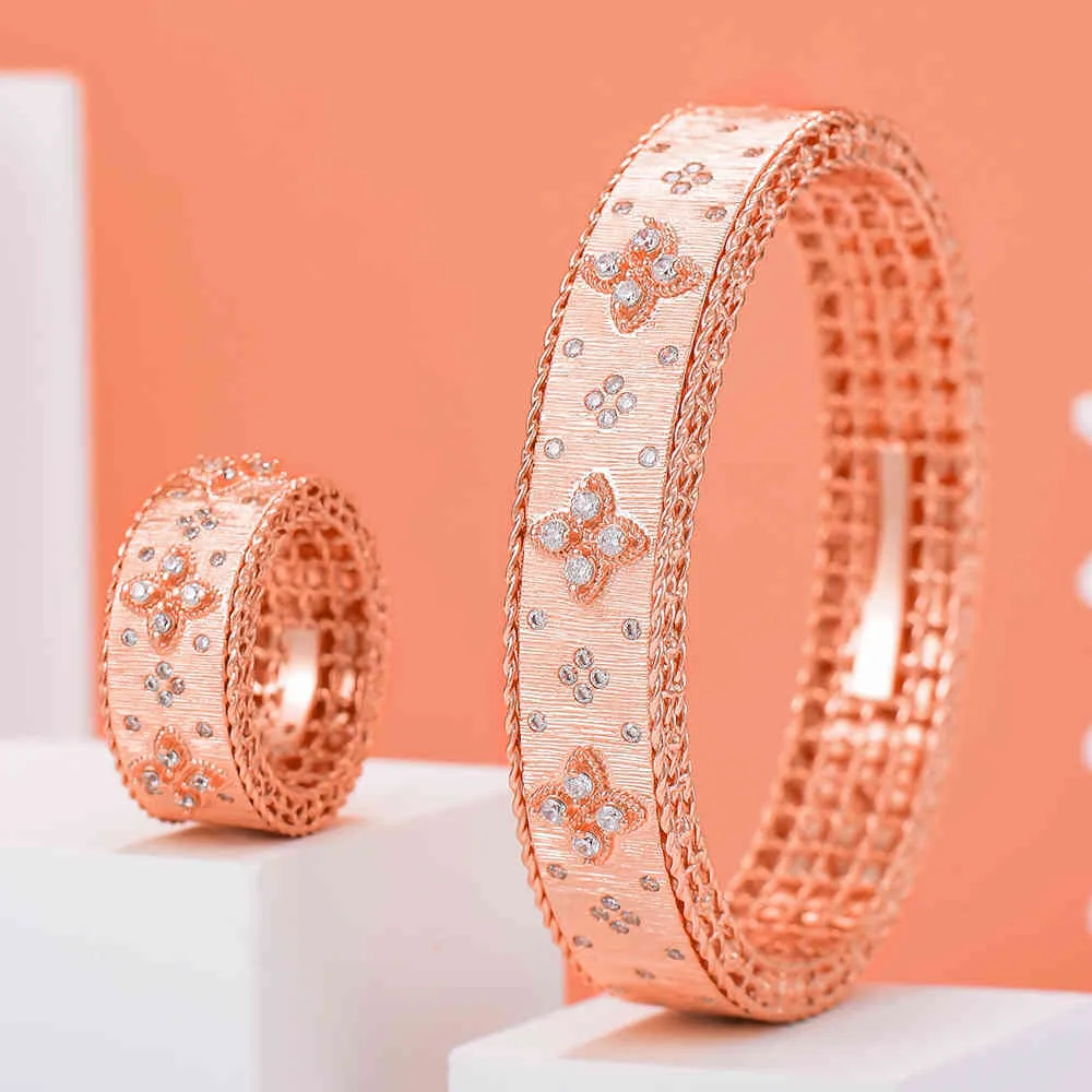 Godki trend dubai cz armband ring uppsättning för kvinnor bröllopsfest baguette cut zirconia afrikanska brud smycken sätter boho