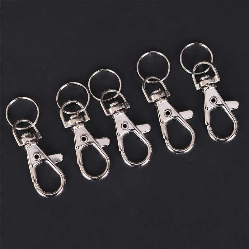 100 Stück drehbare Karabinerverschluss-Clips, Schlüsselhaken, Schlüsselbund, geteilter Schlüsselring, Verschlüsse für die Herstellung von Schlüsselanhängern H09155080963