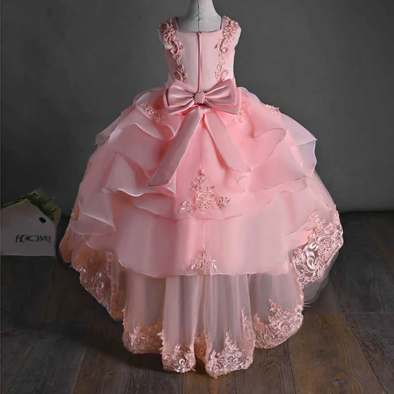 Precioso vestido de niña para la elegante fiesta de cumpleaños Ropa de bebé Ceremonia de apertura Prom Q0716