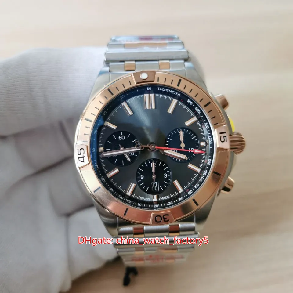 GF Factory Super Quality Mens Watches 42mm Chronomat B01 42 18k Rose Gold Sapphire Chronograph ETA 7750 Movement Mechanical Automa256y