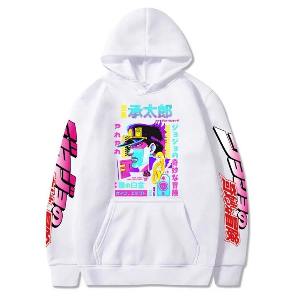 Anime JoJo's Bizarre Adventure Sweats à capuche imprimés Hip Hop Sweatshirts Pull à manches longues Loose Print Streetwear pour hommes et femmes 211014