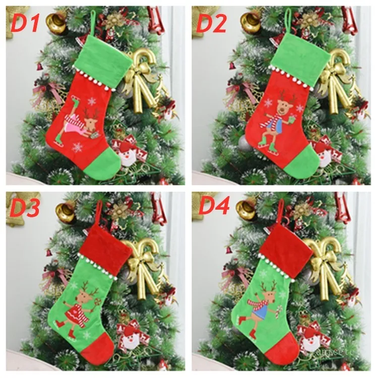 Bas de Noël Arbre de Noël Suspendus Décoration Ornements Cheminée Bonbons Cadeau Sac 4 Style Articles De Fête T2I52375
