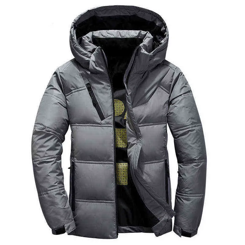 Män Jacka Coat Vit Duck Down Jacket Casual Stand Krage Puffer Tjock Parka Man Högkvalitativ Överrock Höst Vinter Varm 211216