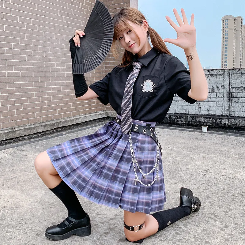 FESTY KARY coréen japon Style été femmes jupes mode taille haute Plaid plissé filles école Kawaii Mini jupe 220224