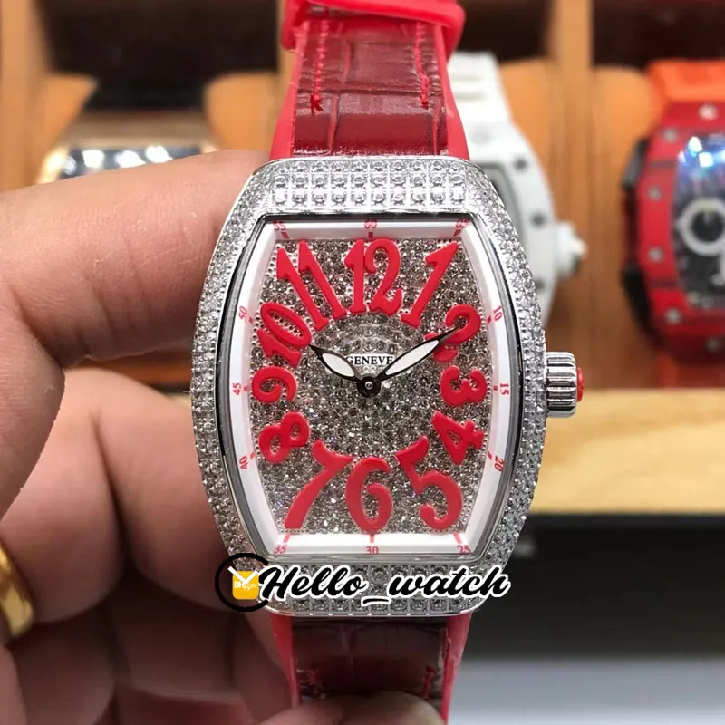 35 mm moda Kolekcja damów V32 SC DT zegarki Szwajcarskie kwarcowe Women Watch Gypsophila Diamond Diamond Case Pureple Latehr Rubb2255