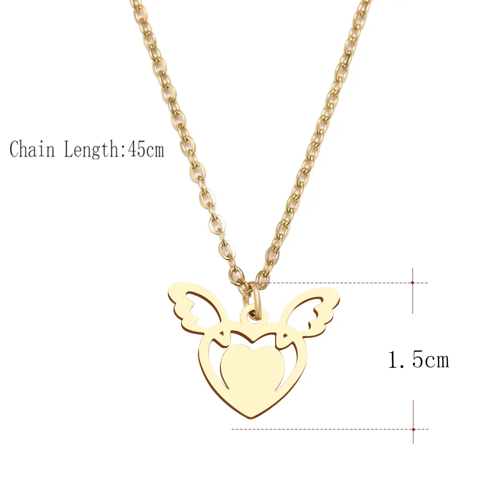 Naszyjnik ze stali nierdzewnej dla kobiet Moda Lover Angel Wings Wisiorek Choker Chain Biżuteria złota zaręczynowa