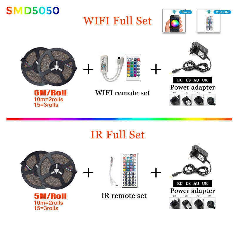 30m WIFI LED Bande lumières Bluetooth 30M WIFI LED Bande lumières Bluetooth RVB LED LED 5050 SMD SMD Flexible 20m 25m imperméable 2835 W220311